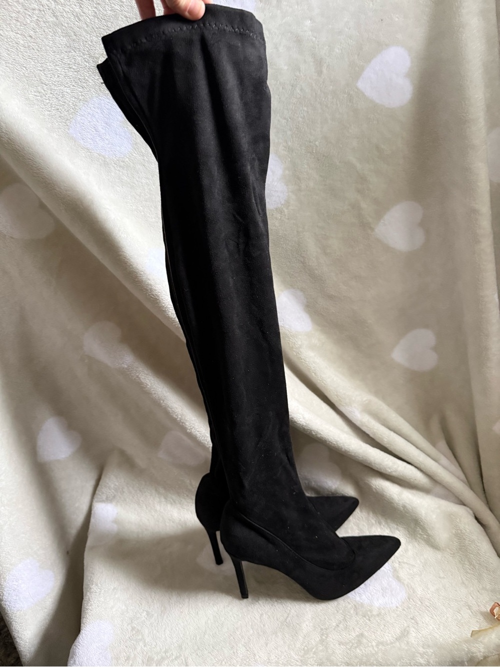 Windsor Black Over-the-Knee Pointed-Toe Stiletto Boots